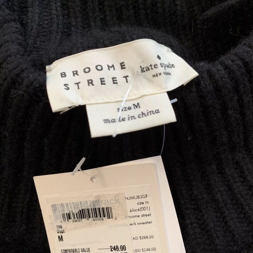 Kate Spade New York Broome Street black sweater medium pearl buttons New NWT - Picture 7 of 8